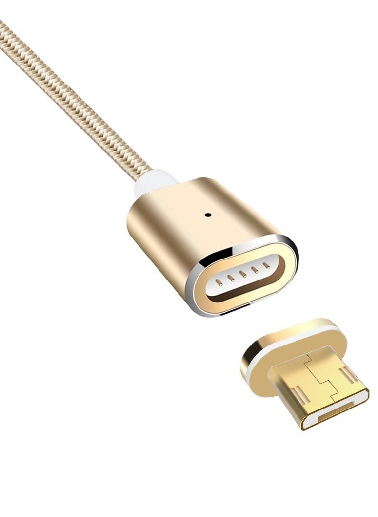 Magnetic Micro USB Cable Nylon Braided Anti Breakage Charge and Sync Cable with LED Indicator 100cm Gold - Image 3